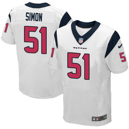 Men's #51 John Simon Houston Texans White Road Stitched Nike Elite Jersey