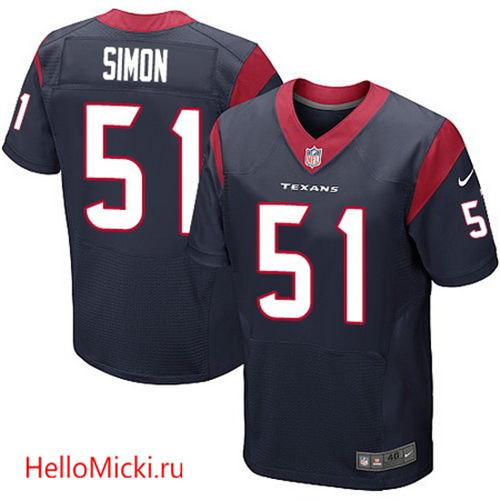 Men's #51 John Simon Houston Texans Navy Blue Team Color Stitched Nike Elite Jersey