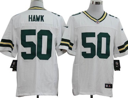 Nike #50 A.J. Hawk Green Bay Packers Stitched White Elite Jersey