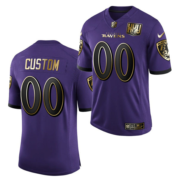 Mens J.K. Dobbins Sammy Baltimore Ravens Custom Watkins Derek Wolfe Justin Houston Bradley Bozeman Nike Purple 25th Anniversary Golden Limited Jersey