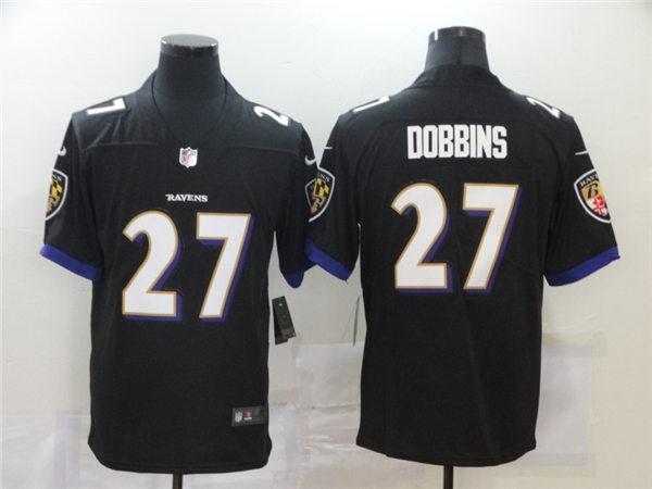 Mens #27 J. K. Dobbins Baltimore Ravens Stitched Nike Black Vapor Limited Player Jersey