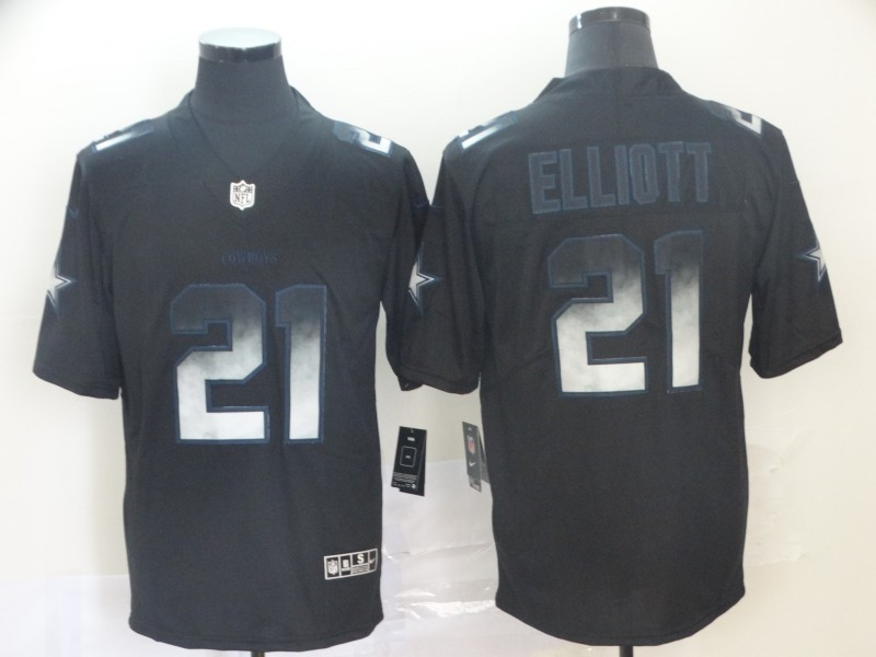 Men's #21 Ezekiel Elliott Dallas Cowboys Stitched NFL TEAMS Black Smoke Fashion Limited Jersey