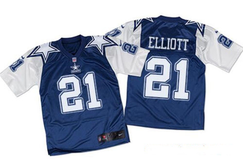 Men's #21 Ezekiel Elliott Dallas Cowboys Navy Blue Throwback Stitched NFL Stitched Nike Elite Jersey