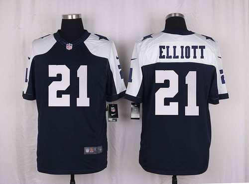 Men's #21 Ezekiel Elliott Dallas Cowboys Navy Blue Thanksgiving Alternate NFL NStitched ike Elite Jersey