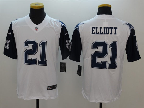Men's #21 Ezekiel Elliott Dallas Cowboys Stitched Nike White Color Rush Legend Player Jersey