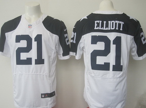 Men's #21 Ezekiel Elliott Dallas Cowboys White Thanksgiving Alternate NFL Stitched Nike Elite Jersey