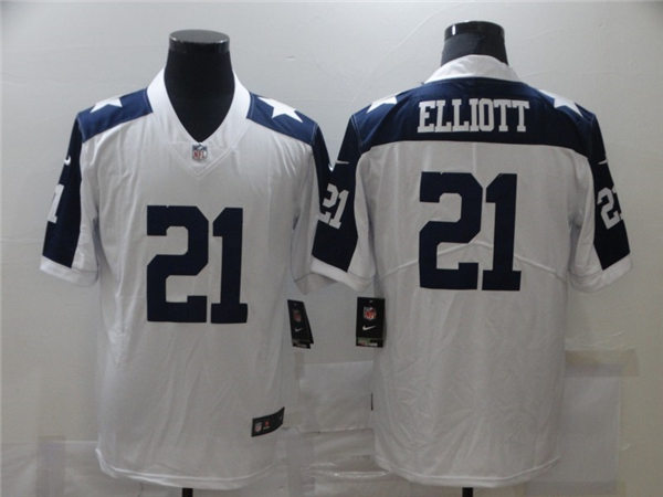 Mens #21 Ezekiel Elliott Dallas Cowboys Stitched Nike White Retro Thanksgivings Limited Jersey