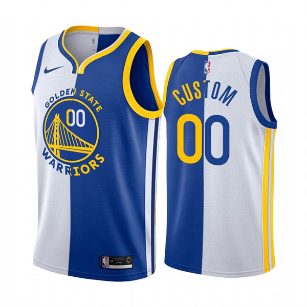 Mens Youth Golden State Warriors Custom Nike White Royal Split Edition Jersey