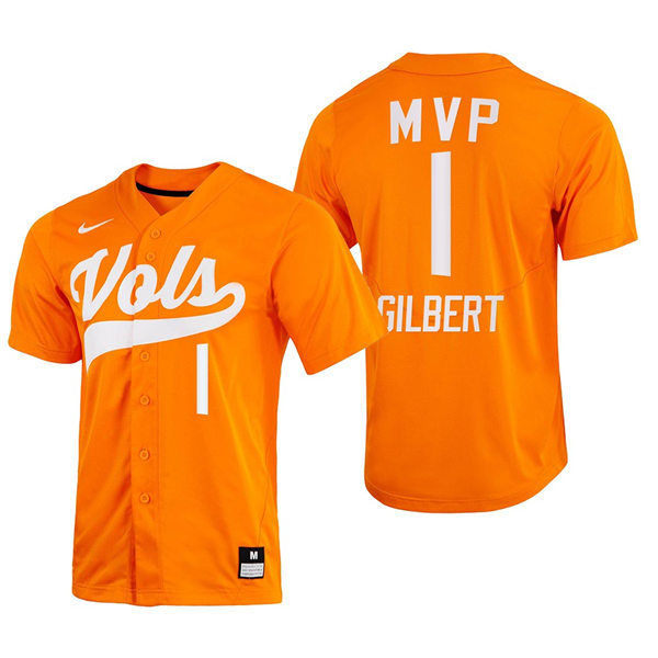 Tennessee Volunteers #1 Drew Gilbert 2022 SEC Tournament MVP Nike Orange College Baseball Limited Jersey