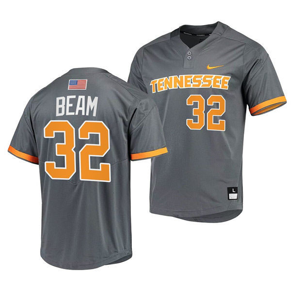 Tennessee Volunteers #32 Drew Beam 2022 Diamond Nike Charcoal With Name two-Button Pullover Baseball  Limited Jersey