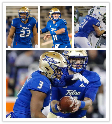 Mens Youth Tulsa Golden Hurricane Adidas 2022 Blue College Football Game Jersey