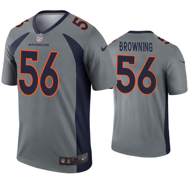 Mens #56 Baron Browning Denver Broncos Stitched Nike Gray Inverted Legend Player Jersey