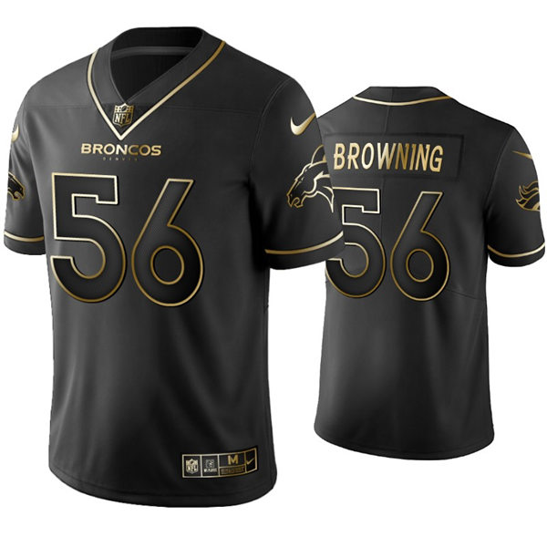 Mens #56 Baron Browning Denver Broncos Stitched Nike Black Golden Edition Vapor Limited Jersey