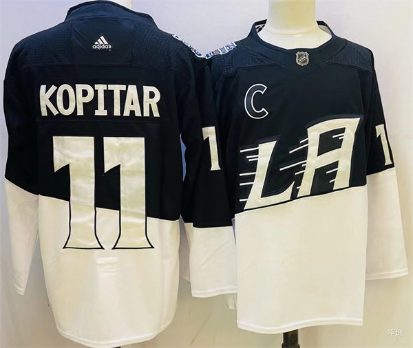 Men's Los Angeles Kings #11 Anze Kopita Black White 2020 Stadium Series Jersey