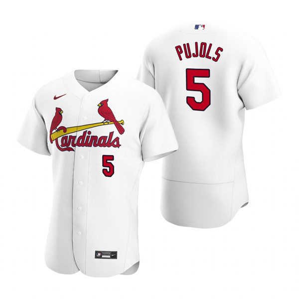 Mens St. Louis Cardinals #5 Albert Pujols Nike White Home FlexBase Player Jersey