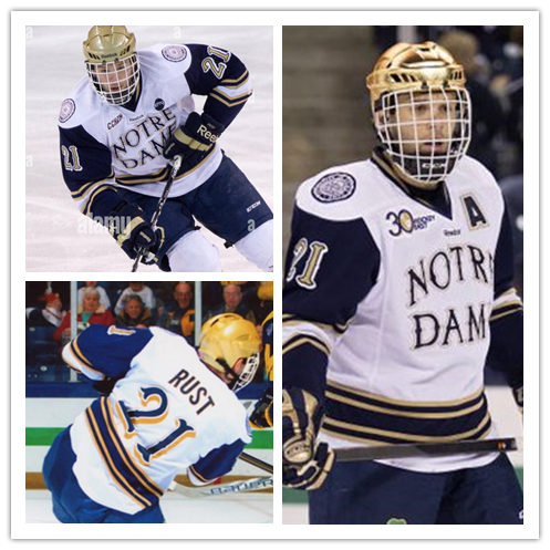 Mens Notre Dame Fighting Irish #21 Bryan Rust 2011-14 White Reebok College Hockey Game Worn Jersey Mens Notre Dame Fighting Irish #21 Bryan Rust 2011-14 White Reebok College Hockey Game Worn Jersey