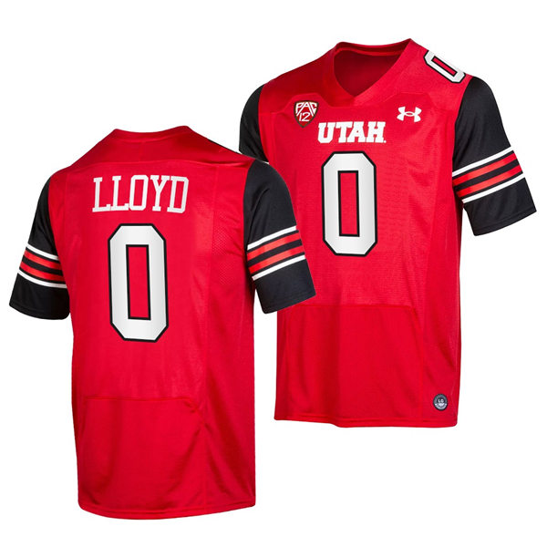 Mens Utah Utes #0 Devin Lloyd Red stripe Sleeves Football Game Jersey Mens Utah Utes #0 Devin Lloyd Red stripe Sleeves Football Game Jersey