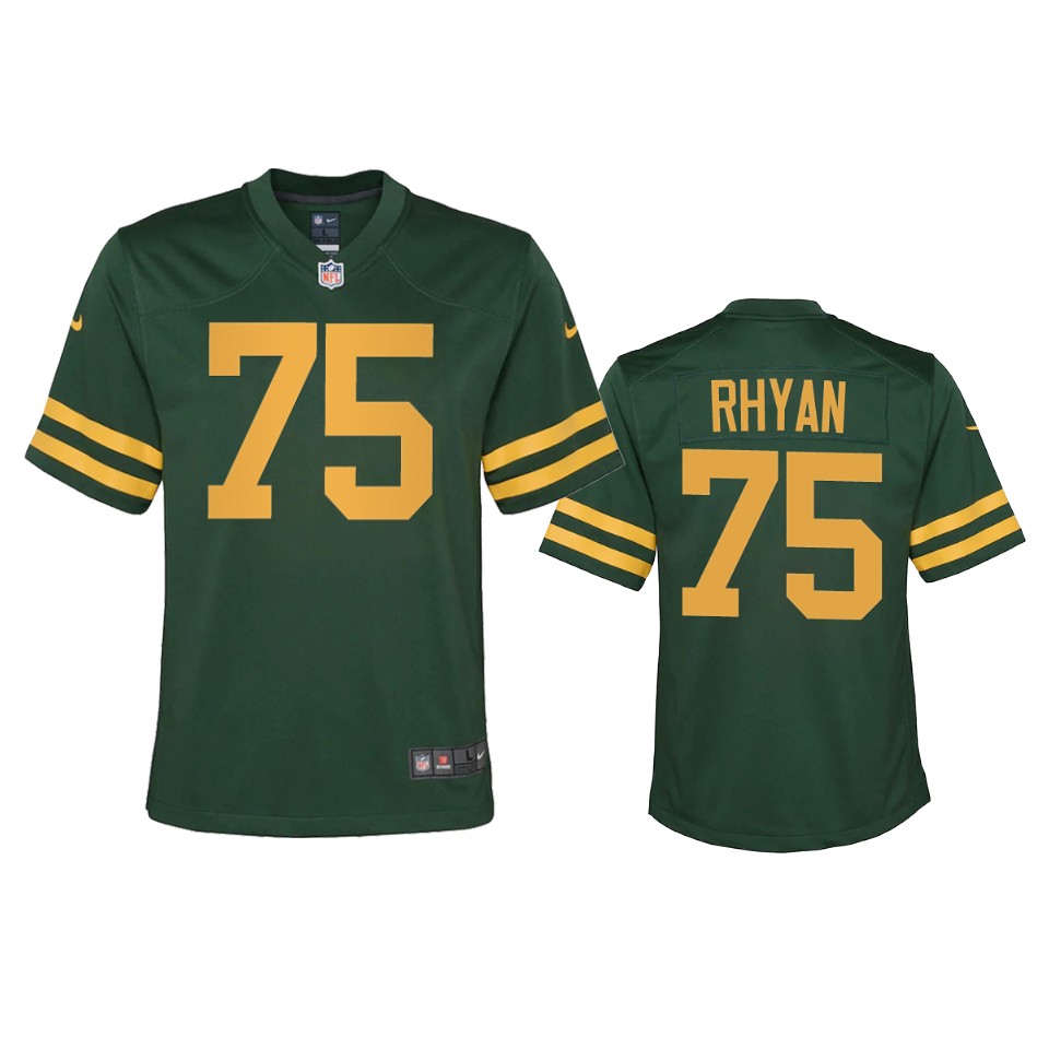 Youth Green Bay Packers #75 Sean Rhyan Green Alternate Retro Limited Jersey