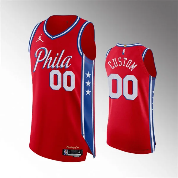 Philadelphia 76ers Custom Red Statement Edition Swingman Jersey