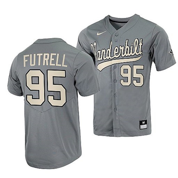 Men's Youth Vanderbilt Commodores #95 Devin Futrell Grey 2022 College Baseball Limited Jersey