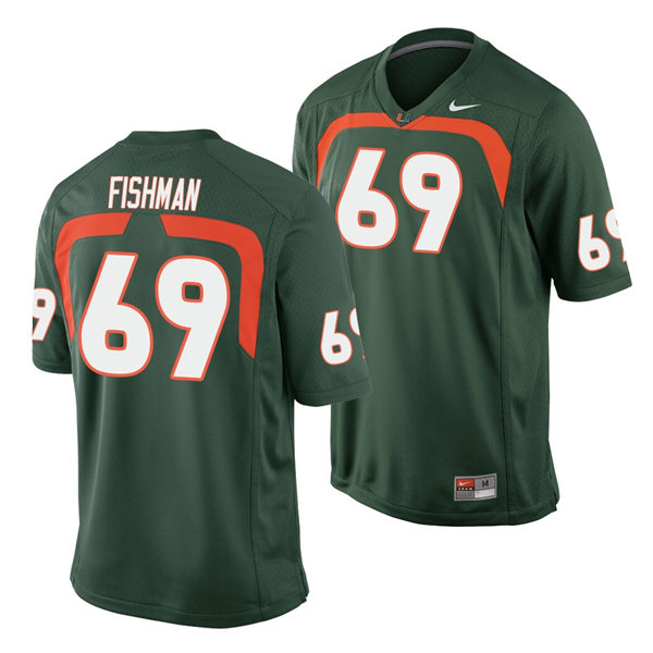 Mens Miami Hurricanes #69 Sam Fishman Nike Green College Throwback Football Jersey