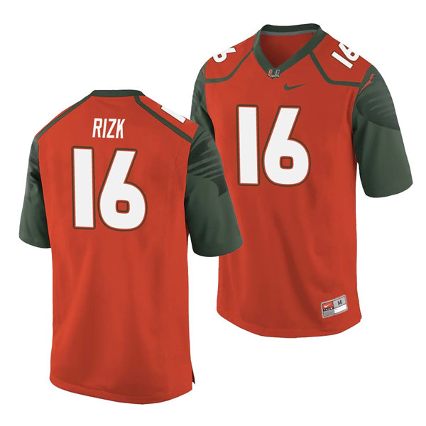 Mens Miami Hurricanes #16 Ryan Rizk Nike Orange Limited Throwback Football Jersey