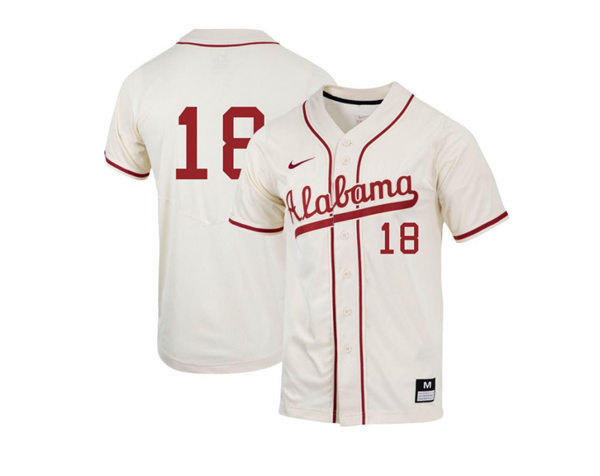 Mens Youth Alabama Crimson Tide #18 Drew Williamson Natural College Baseball Game Jersey