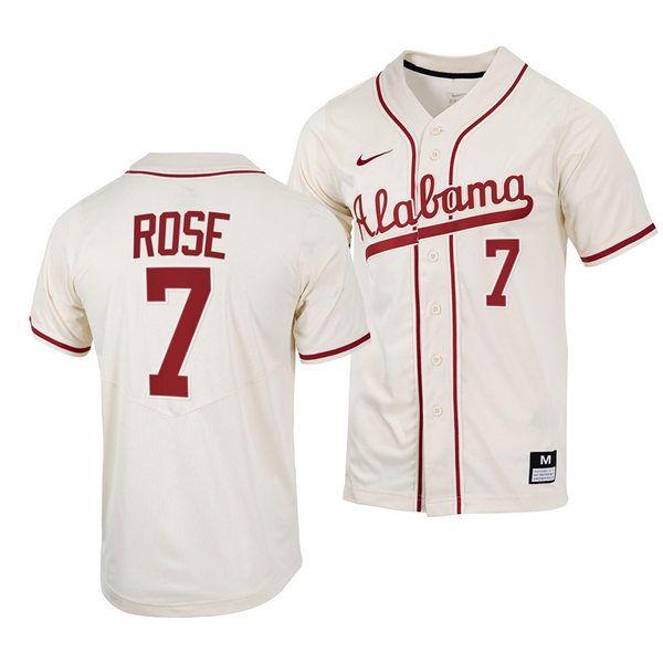 Mens Youth Alabama Crimson Tide #7 Caden Rose Natural College Baseball Limited Jersey