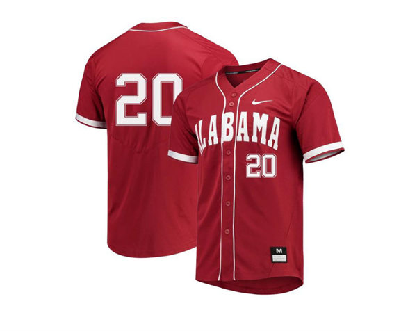 Mens Youth Alabama Crimson Tide #20 Tommy Seidl Full Button Crimson College Baseball Game Jersey