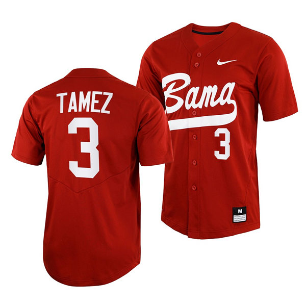 Mens Youth Alabama Crimson Tide #3 Dominic Tamez Crimson College Baseball Softball Limited Jersey