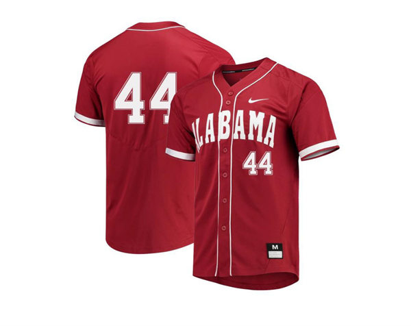 Mens Youth Alabama Crimson Tide #44 Zane Denton Full Button Crimson College Baseball Game Jersey