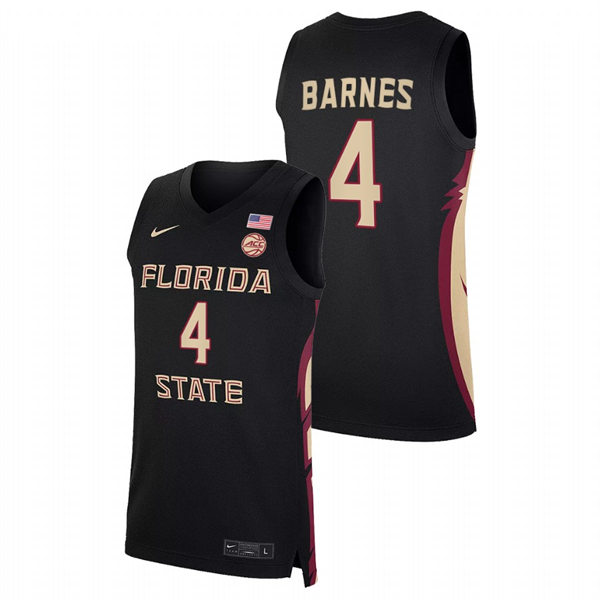 Mens Youth Florida State Seminoles #4 Scottie Barnes Black College Basketball Jersey