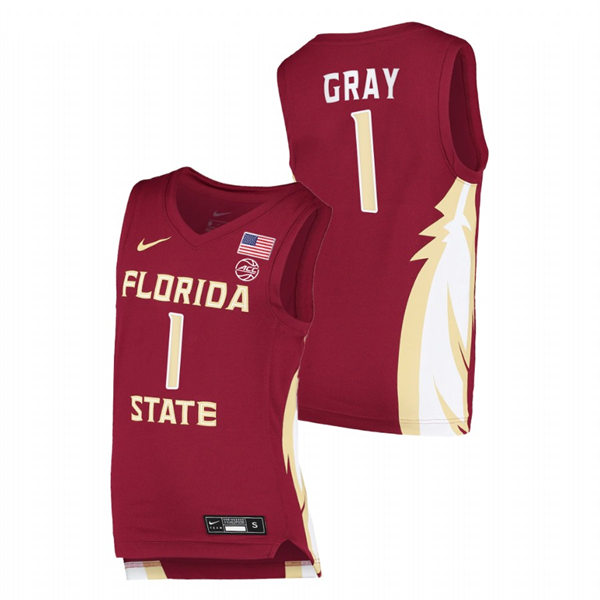 Mens Youth Florida State Seminoles #1 RaiQuan Gray Garnet College Basketball Jersey