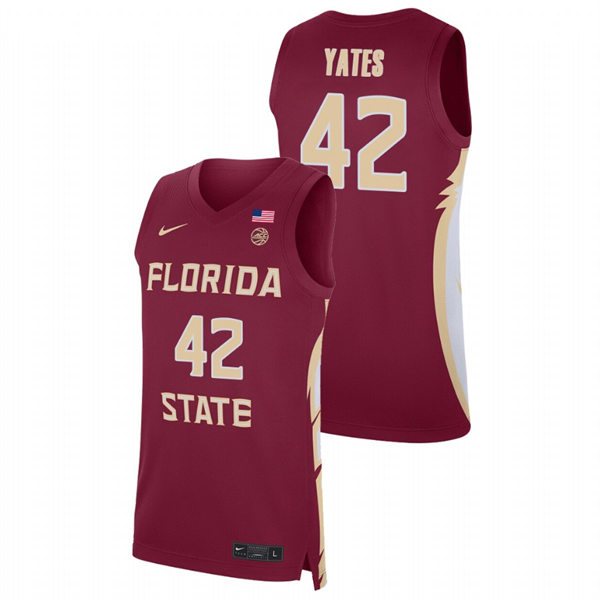 Mens Youth Florida State Seminoles #42 Cleveland Yates Garnet College Basketball Jersey