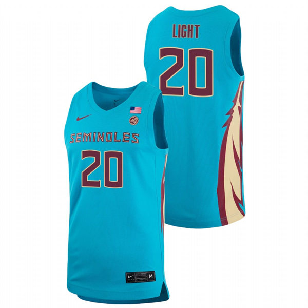 Mens Youth Florida State Seminoles #20 Travis Light Light Blue College Basketball Jersey