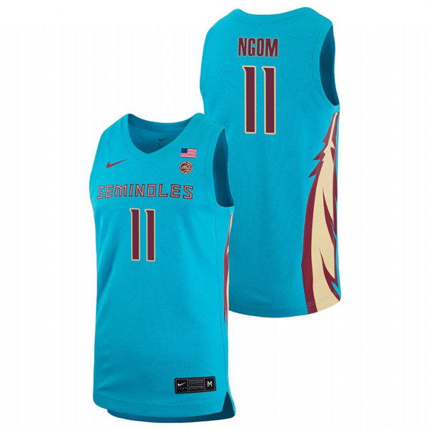 Mens Youth Florida State Seminoles #11 Tanor Ngom Light Blue College Basketball Jersey