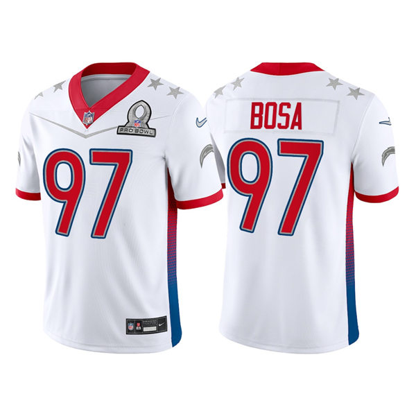 Mens #97 Joey Bosa Los Angeles Chargers Stitched White 2022 AFC Pro Bowl Game Jersey