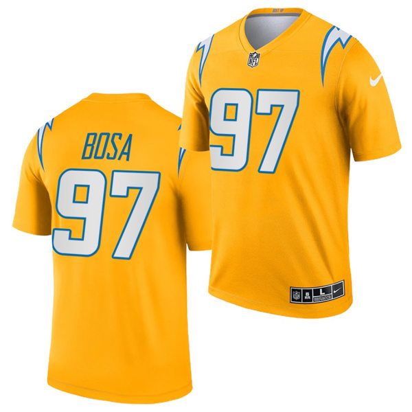 Mens #97 Joey Bosa Los Angeles Chargers Stitched Nike 2021 Gold Inverted Legend Jersey