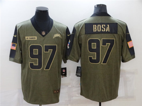 Mens #97 Joey Bosa Los Angeles Chargers Stitched Nike Olive 2021 Salute To Service Limited Jersey