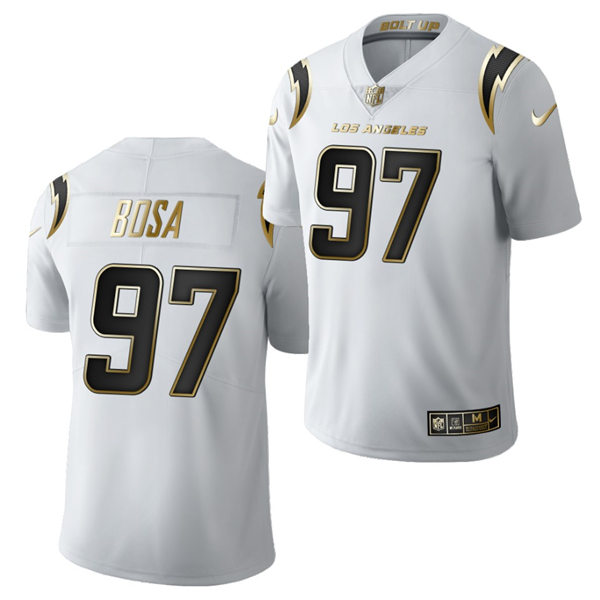 Mens #97 Joey Bosa Los Angeles Chargers Stitched Nike White Golden Limited Jersey
