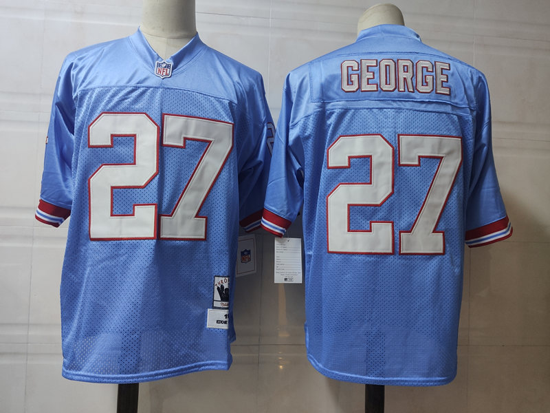 Men's #27 EDDIE GEORGE TENNESSEE OILERS 1998 Royal Stitched NFL Throwback JERSEY