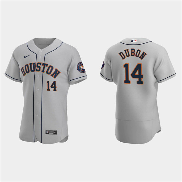Mens Houston Astros #14 Mauricio Dubon Gray Road Flexbase Player Jersey