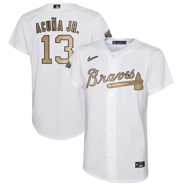 Youth Atlanta Braves #13 Ronald Acuna Jr. White 2022 MLB All-Star Game Jersey