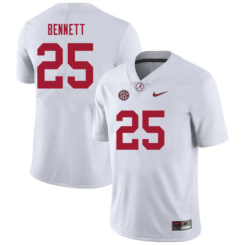 Men's Youth Alabama Crimson Tide #25 Jonathan Bennett White College Football Game Jersey