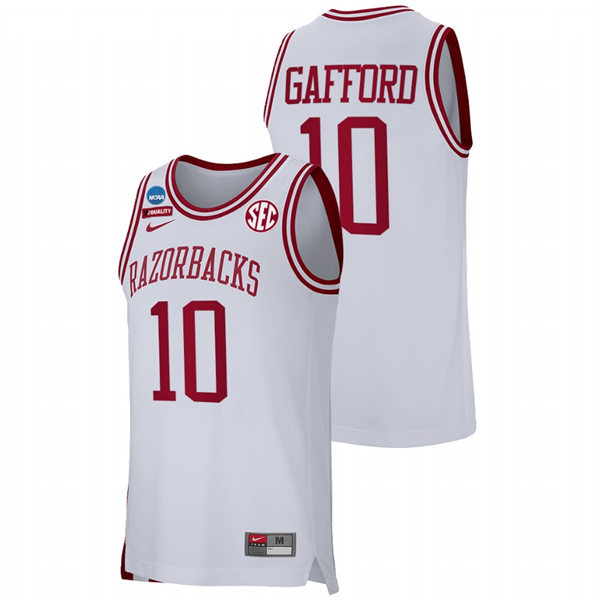 Mens Youth Arkansas Razorbacks #10 Daniel Gafford White College Basketball Retro Edition Jersey
