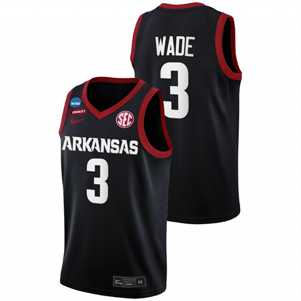 Mens Youth Arkansas Razorbacks #3 Trey Wade Black College Basketball Game Jersey