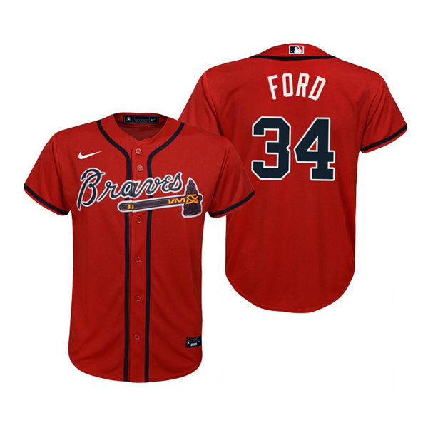 Youth Atlanta Braves #34 Mike Ford Red Alternate Jersey