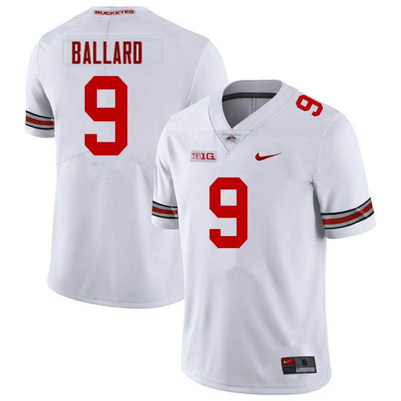 Mens #9 Jayden Ballard Ohio State Buckeyes Stitched Nike White College Football Game Jersey S-3XL 