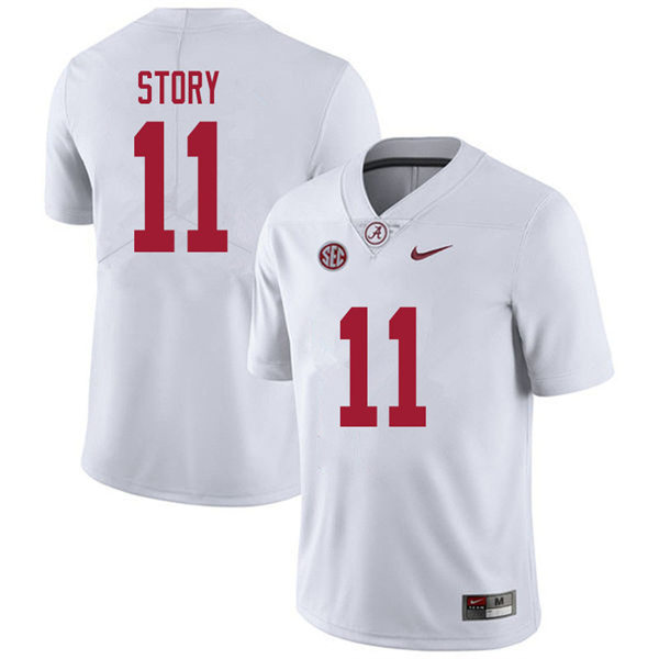 Men's Youth Alabama Crimson Tide #11 Kristian Story White College Football Game Jersey