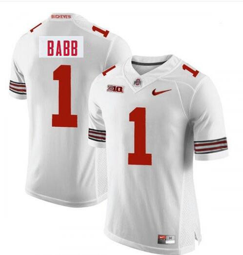 Mens #1 Kamryn Babb Ohio State Buckeyes Stitched Nike White College Football Game Jersey S-3XL 
